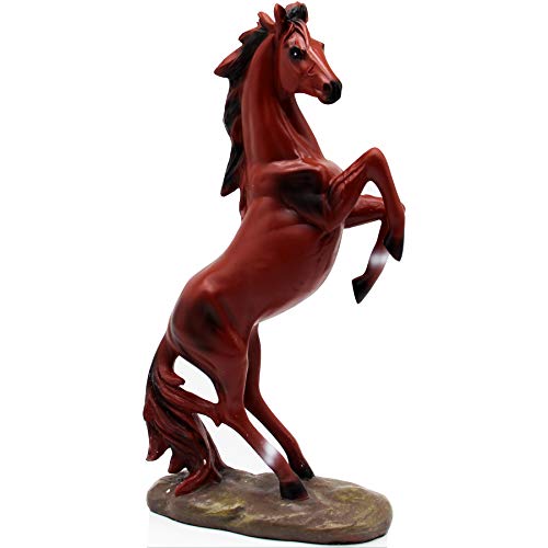 H&W 13.8''H Standing Horse Resin Statue, Horse Art Figurine Decorative Home & Office Decor Ornaments for Desk Bookshelf Wine Cabinet to Attract Luck and Wealth (RED) - Image 1