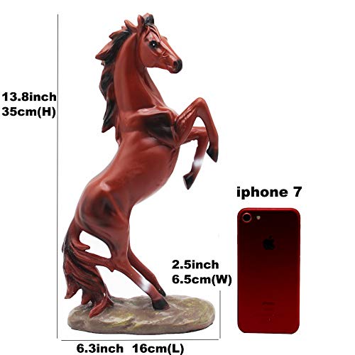 H&W 13.8''H Standing Horse Resin Statue, Horse Art Figurine Decorative Home & Office Decor Ornaments for Desk Bookshelf Wine Cabinet to Attract Luck and Wealth (RED) - Image 5
