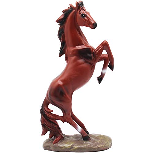 H&W 13.8''H Standing Horse Resin Statue, Horse Art Figurine Decorative Home & Office Decor Ornaments for Desk Bookshelf Wine Cabinet to Attract Luck and Wealth (RED) - Image 3