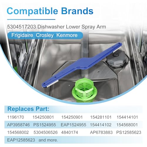 M Motico 2025 NEW 5304517203 Dishwasher Lower Spray Arm for Frigidaire Kenmore Crosley, Replaces 154568001, 154568002, 1545680, 1543358, 154414101, 1542508, 530450652, AP6783883,1545680 pw asm - Blue - Image 5