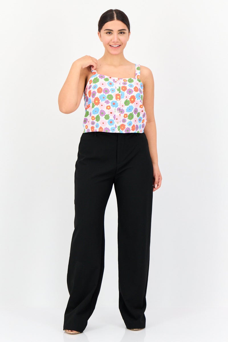 ONLY بلوزة نسائية بدون أكمام بتصميم مربع العنق وطباعة زهور، متعددة الألوان - Image 4