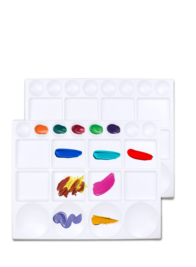 SYOSI Artistic Palette Set - 2-Pack, Large 10x13 Inch Plastic Palettes with 20 Wells for Oil, Watercolors & Acrylics - Ideal for Mixing and Separating Colors - Image 1