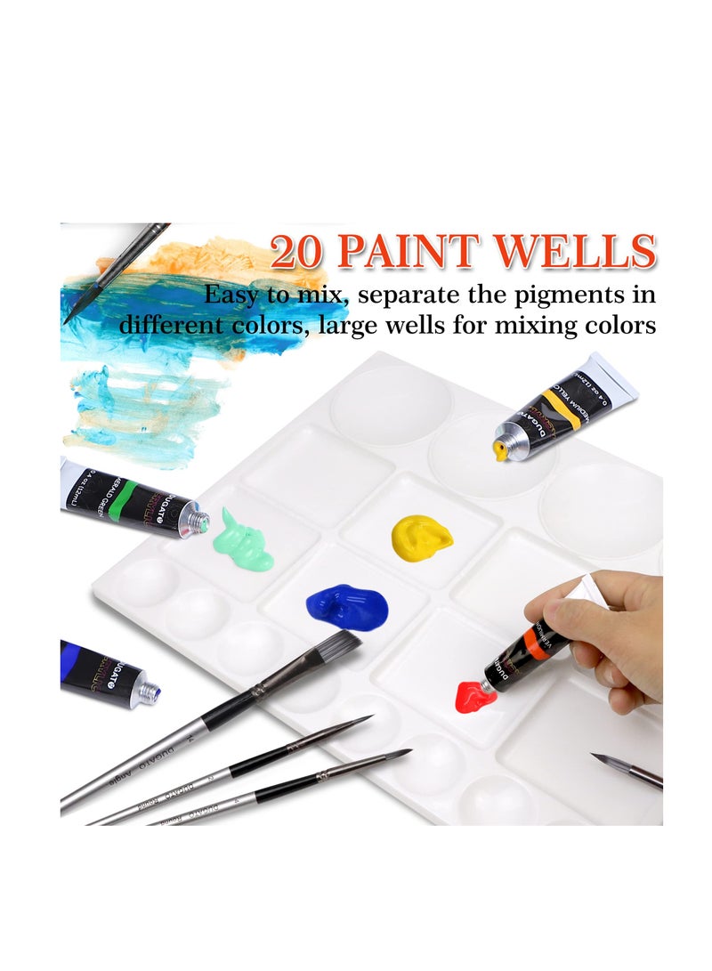 SYOSI Artistic Palette Set - 2-Pack, Large 10x13 Inch Plastic Palettes with 20 Wells for Oil, Watercolors & Acrylics - Ideal for Mixing and Separating Colors - Image 2