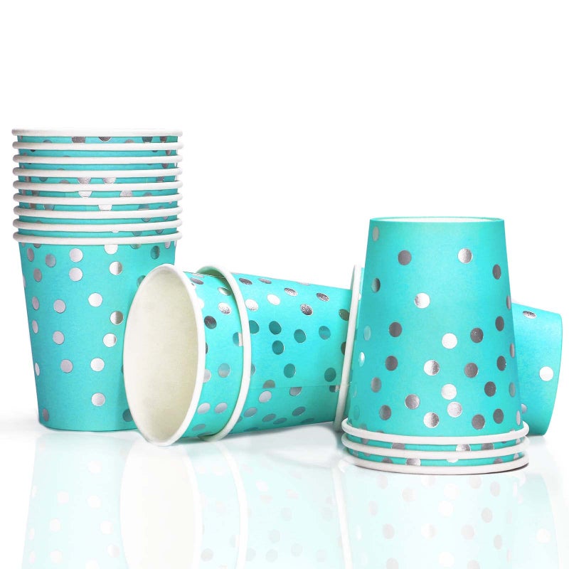 Gudvilla Teal Party Decorations  168PCS Teal Plates and Napkins Party Supplies  Teal Paper Plates Serves 24  Teal Birthday Plates  Teal Birthday Decorations for Women Girls Birthday Party - Image 3