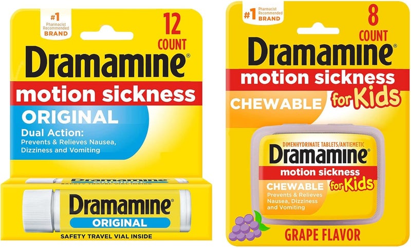 Dramamine Dramamine Motion Sickness Family Pack | kid's Chewable Tablets & Original Formula 