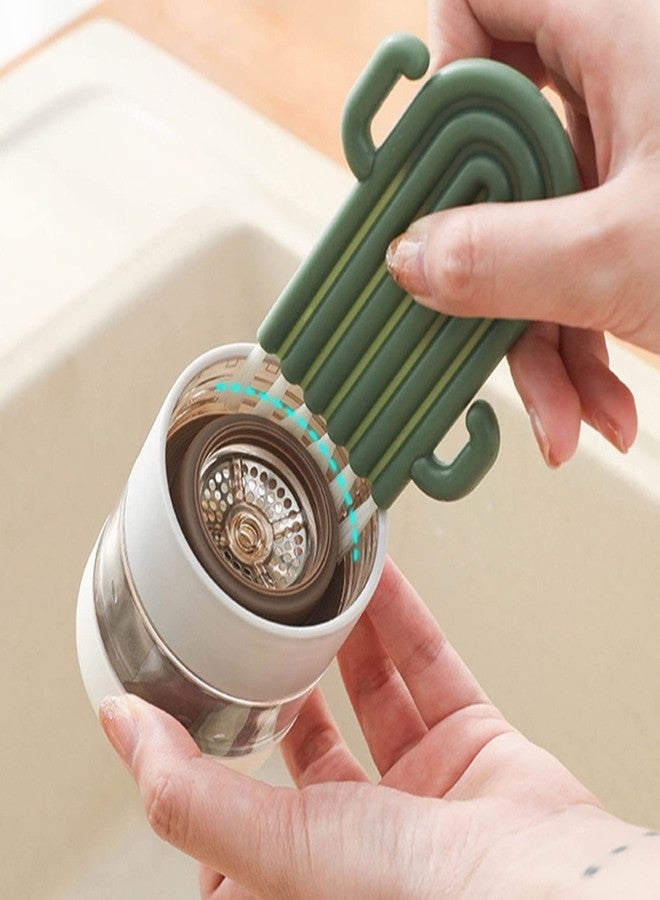 Leeonz Crevice Cleaning Brush, Mini Cup Cover Cleaning Brush, Bottle Nipple Cleaner Brush Crevice Cleaning Tools for Groove Keyboard Bottle Cup Coffee Cup Kettle Nursing Bottle (Dark Green,1PCS) - Image 4