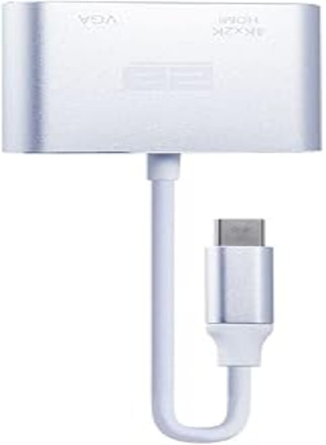 2B 2B Type C Male to VGA HDMI Converter, White 