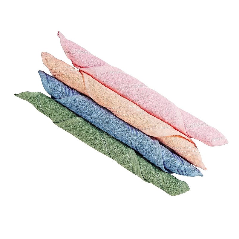 Oras ORAS Cotton Stripe Design Plain Face Towel Ultra Soft Absorbent Quick Dry Towels for Facewash Gym Sports Travel Suitable for Acne Prone Skin Set of 6 25x25 CM Multicolor  - Image 3