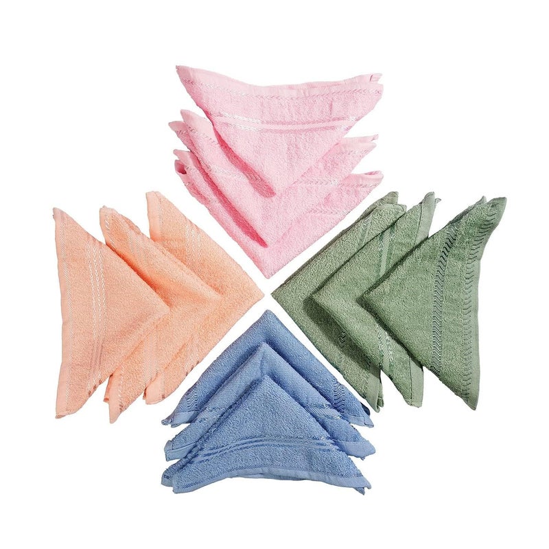 Oras ORAS Cotton Stripe Design Plain Face Towel Ultra Soft Absorbent Quick Dry Towels for Facewash Gym Sports Travel Suitable for Acne Prone Skin Set of 6 25x25 CM Multicolor  - Image 2