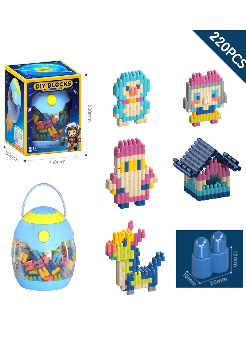 null - 220 PCS DIY Building Blocks Set, Stacking Blocks With Storage Box, Learning STEM Building Toys for 3 Years+ Kids - Image 1