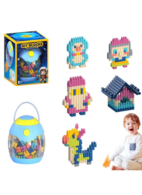 220 PCS DIY Building Blocks Set, Stacking Blocks With Storage Box, Learning STEM Building Toys for 3 Years+ Kids