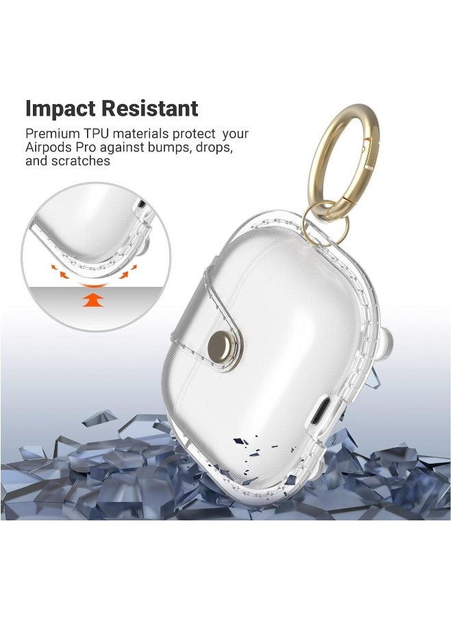 AirPods 3 Case Cover Soft Protective Cover with Keychain Built-in Magnets for MagSafe Charging Soft TPU Metal Snap Closure Portable Cover with Keychain for AirPods 3rd Generation 2021