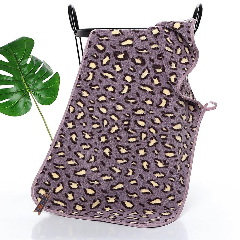 CLUZE Microfiber Leopard Print Face Towel Set Hanging and Absorbent Hand Towel for Gym Bathroom 35x75cm (Pack of 3) - Image 5