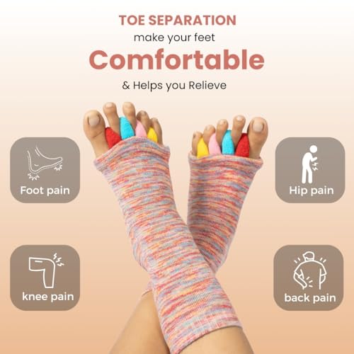 DIRTS Original Foot Alignment 5-Toe Separator Orthopedic Cotton Socks for Women & Men – Bunion Corrector & Plantar Fasciitis Support(Multicolor, M) - Image 5