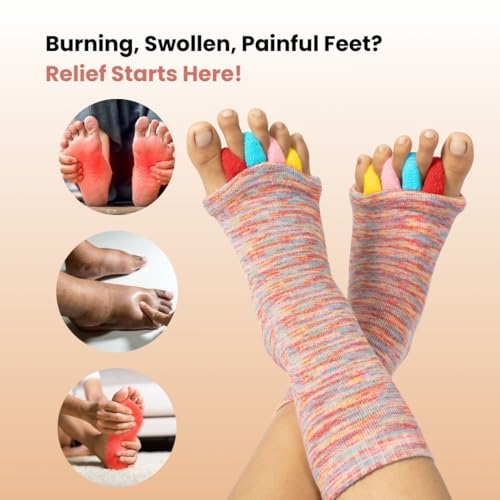 DIRTS Original Foot Alignment 5-Toe Separator Orthopedic Cotton Socks for Women & Men – Bunion Corrector & Plantar Fasciitis Support(Multicolor, M) - Image 4