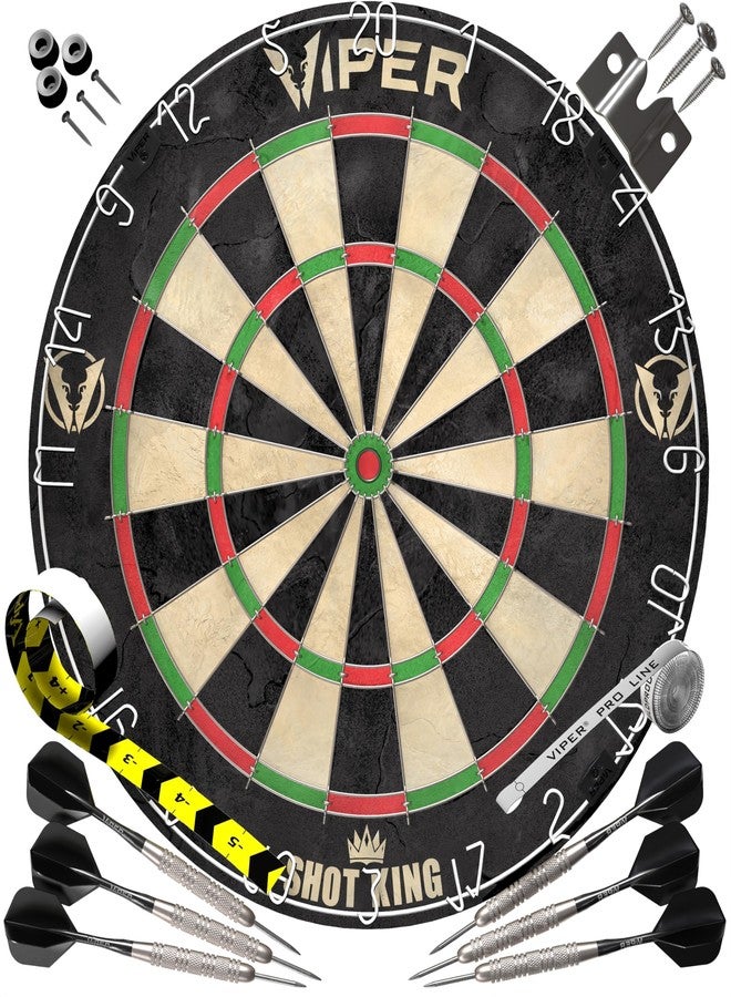 Viper Shot King Regulation Bristle Steel Tip Dartboard Set with Staple-Free Bullseye, High-Grade Compressed Sisal Board with Rotating Number Ring, Includes 6 Darts - Image 1