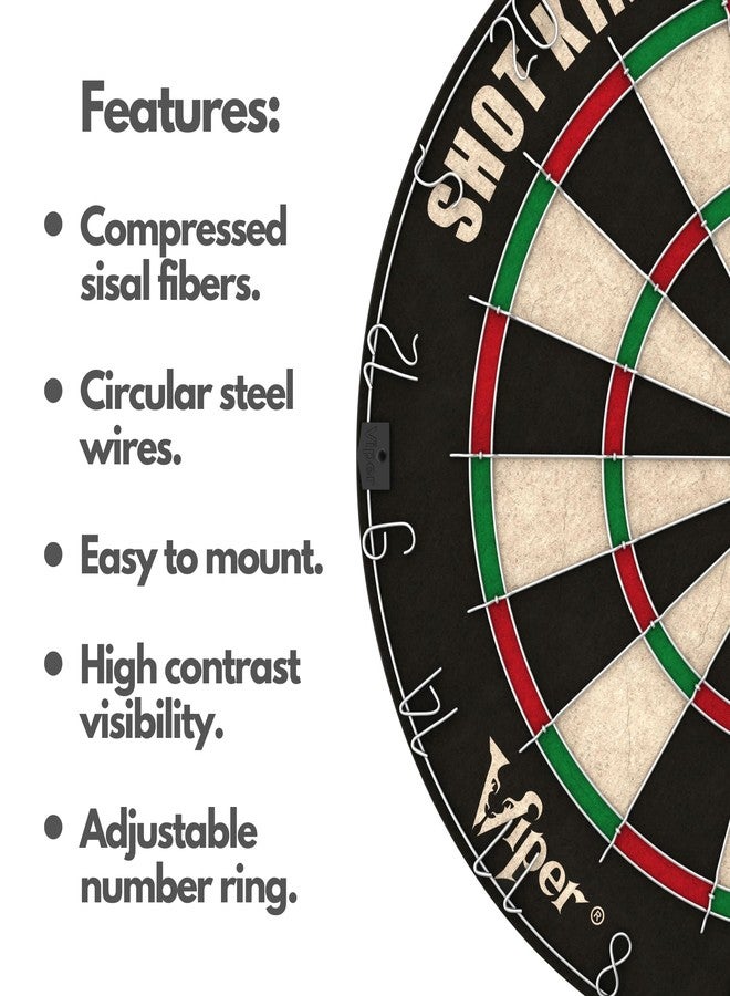 Viper Shot King Regulation Bristle Steel Tip Dartboard Set with Staple-Free Bullseye, High-Grade Compressed Sisal Board with Rotating Number Ring, Includes 6 Darts - Image 3
