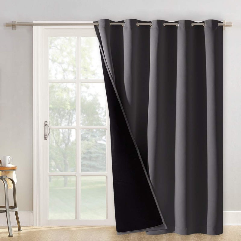 NICETOWN Total Shade Patio Door Curtain HeavyDuty Full Light Shading Sliding Door Drape Room Divider Curtain Vertical Blinds for Window1 Panel 70 inches Wide x 84 inches Long Gray