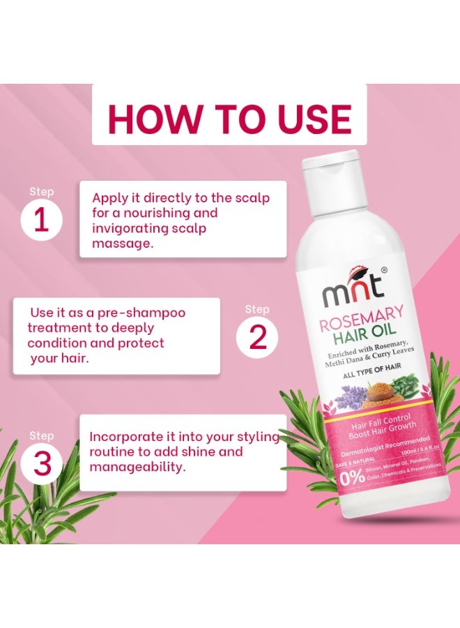 MNT Rosemary Oil for Hair Growth with Methi Dana & Rosemary | For Thicker, Shiny, Stronger & Healthy Hair | Pure Rosemary Oil for Hair Growth, Hair Fall Control | 100 ml - Image 2