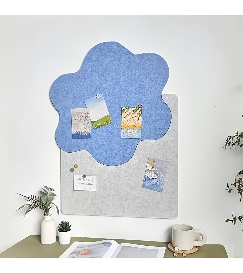 Khaki Bulletin Board Self Adhesive Memo Message Board Flower Shape Decorative Photo Wall Background Office Home Decoration With Pushpins - Image 1