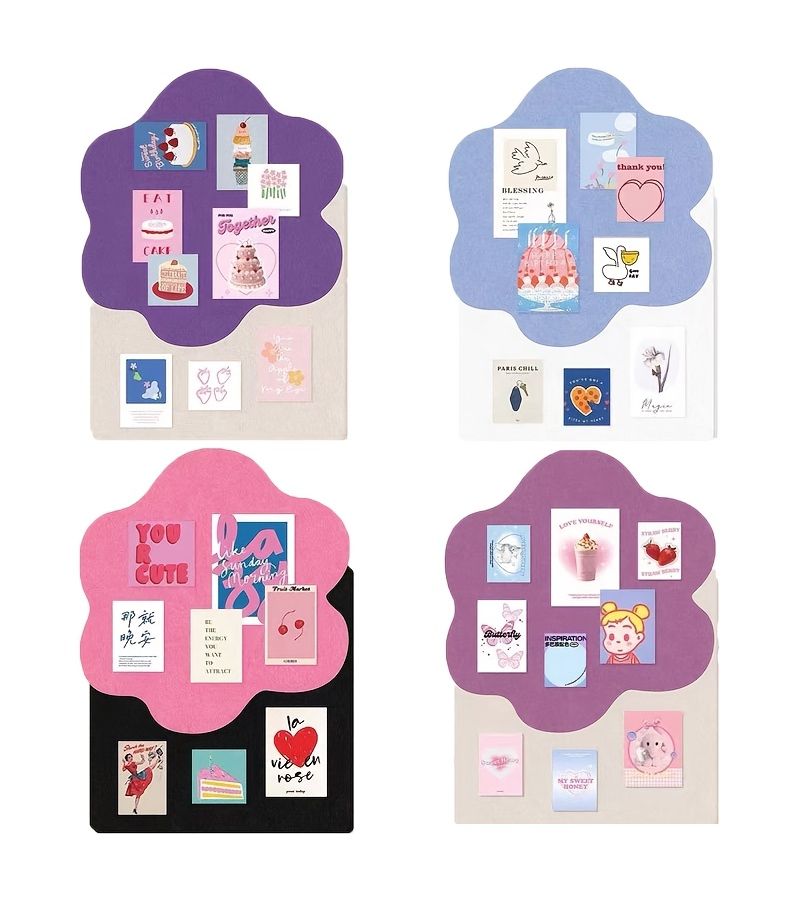 Khaki Bulletin Board Self Adhesive Memo Message Board Flower Shape Decorative Photo Wall Background Office Home Decoration With Pushpins - Image 3
