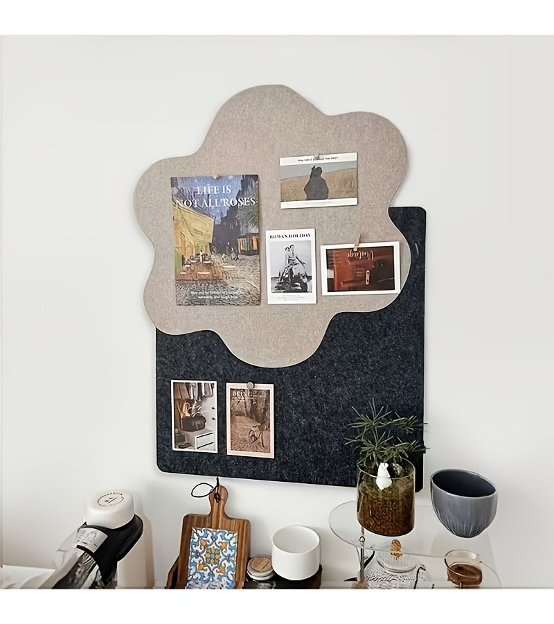 Khaki Bulletin Board Self Adhesive Memo Message Board Flower Shape Decorative Photo Wall Background Office Home Decoration With Pushpins - Image 4