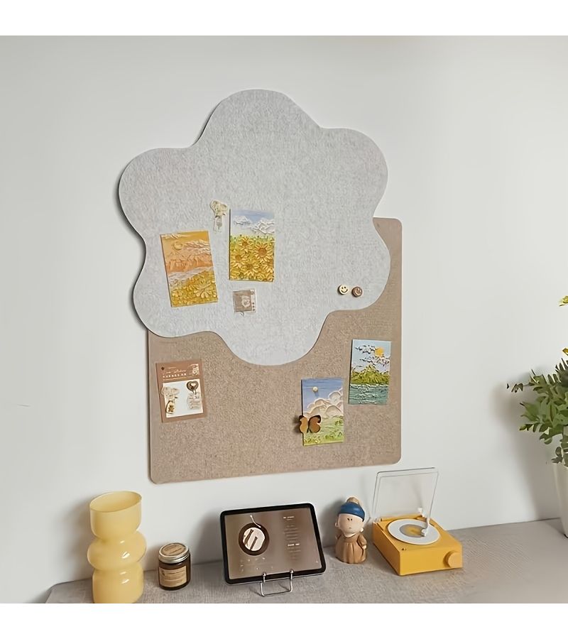 Khaki Bulletin Board Self Adhesive Memo Message Board Flower Shape Decorative Photo Wall Background Office Home Decoration With Pushpins - Image 5