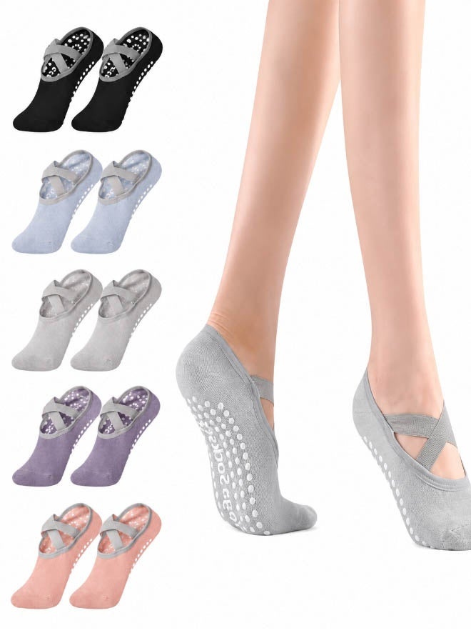 Super ZYouth Yoga Socks for Women, 5 PCS Pilates Socks, Non Slip Socks for Yoga, Ballet, Dance - Image 1