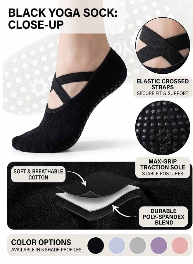 Super ZYouth Yoga Socks for Women, 5 PCS Pilates Socks, Non Slip Socks for Yoga, Ballet, Dance - Image 2