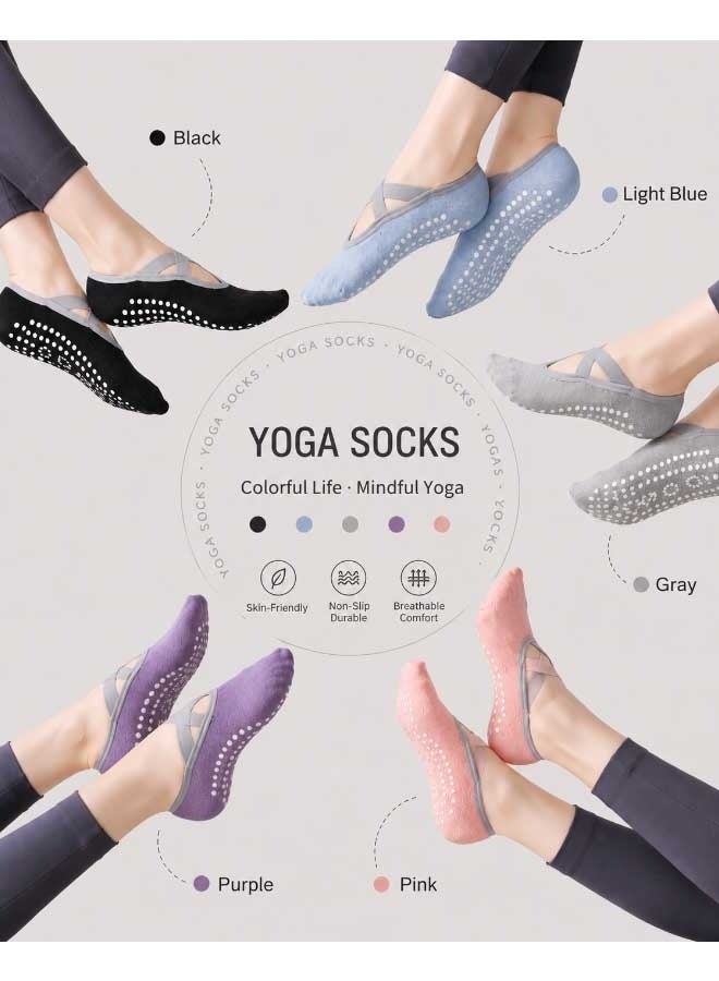 Super ZYouth Yoga Socks for Women, 5 PCS Pilates Socks, Non Slip Socks for Yoga, Ballet, Dance - Image 5