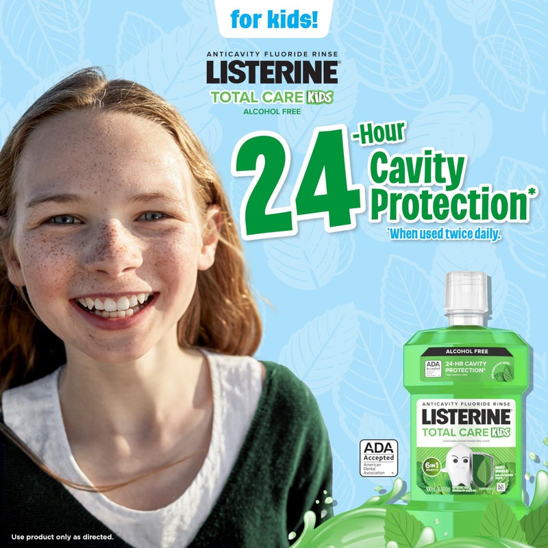 Listerine Total Care Kids Mouthwash, ADA Accepted, Alcohol Free Anticavity Sodium Fluoride Mouthwash, Kids' Oral Rinse for Cavity Protection, Mint Flavor for Children's Oral Care, 500 mL - Image 3