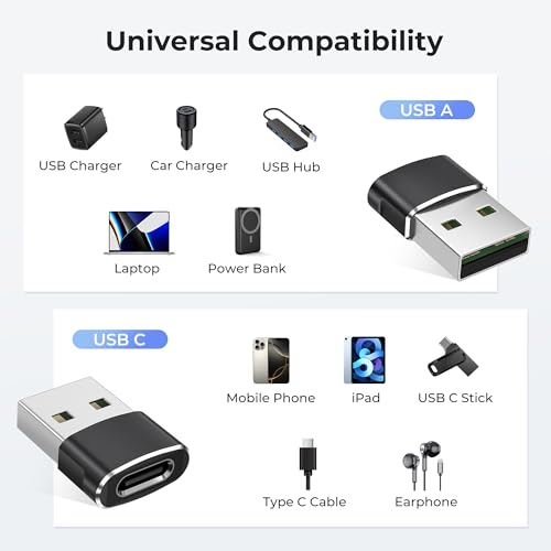 Basesailor for Samsung S25 Ultra USB to USB C Adapter 2Pack,Type C Female to A Male Power Adapter for iPhone 17 16 15 14 13 Mini Pro Max,CarPlay,Airpods,iPad Air 4 5,Galaxy S24 S23 Plus Ultra,Google 9 - Image 3