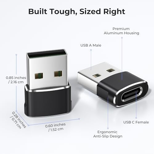 Basesailor for Samsung S25 Ultra USB to USB C Adapter 2Pack,Type C Female to A Male Power Adapter for iPhone 17 16 15 14 13 Mini Pro Max,CarPlay,Airpods,iPad Air 4 5,Galaxy S24 S23 Plus Ultra,Google 9 - Image 5