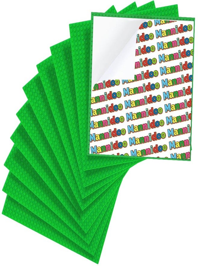 MANNIDOO Peel-and-Stick Baseplates, 10 Packs 10" x 10“ Classic Adhesive Building Base Plates for Walls and Tables - Compatible with All Major Brands (Green) - Image 1