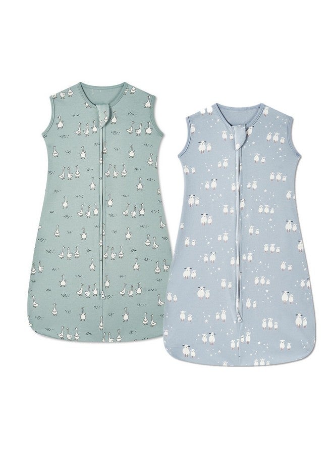 insular Wearable Blanket 2 Pack Cotton Baby Sleep Sack with 2-Way Zipper for Boys Girls Unisex (Sheep&Duck, Medium(6-12M)) - Image 1