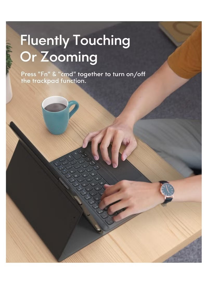 GENNEXT iPad Keyboard 9th Generation, Keyboard for iPad 8th Generation/7th Gen 10.2 Inch, Smart Trackpad, Wireless with Pencil Holder, Flip Stand Keyboard Case for iPad 9th/8th/7th Gen 10.2”, Black - Image 2