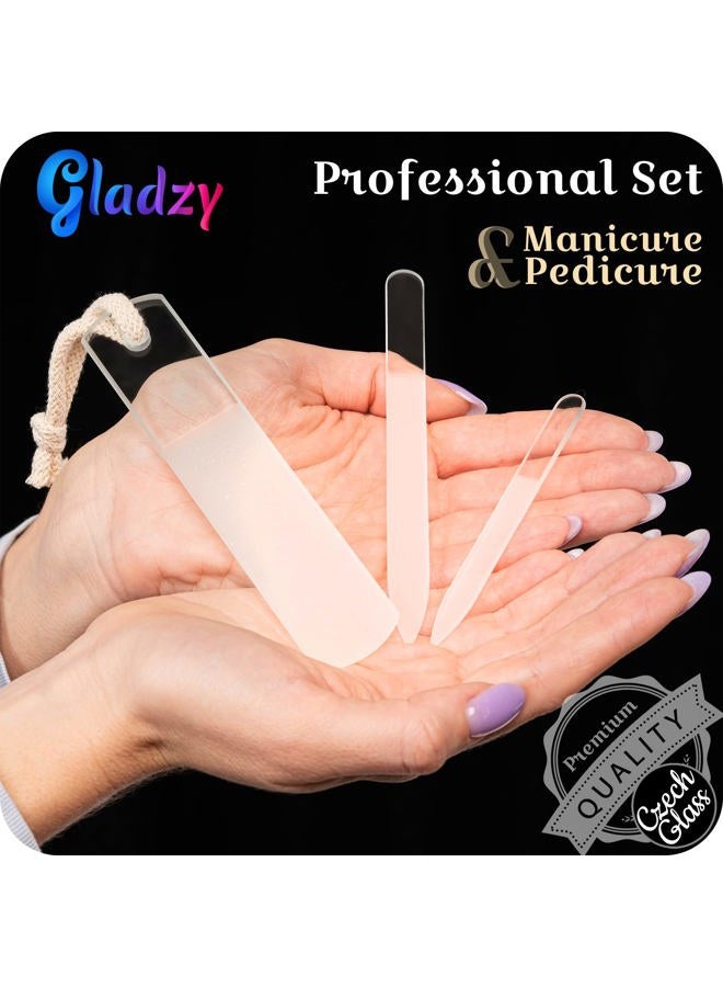 GLADZY Glass Nail File Set by - Genuine Czech Quality, Double Sided Different Grit Surface, Callus Remover Foot Rasp, Professional Manicure & Pedicure Tools, Premium EU Product - Image 2