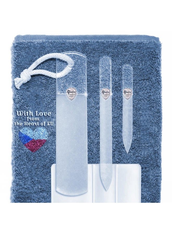 GLADZY Glass Nail File Set by - Genuine Czech Quality, Double Sided Different Grit Surface, Callus Remover Foot Rasp, Professional Manicure & Pedicure Tools, Premium EU Product - Image 1