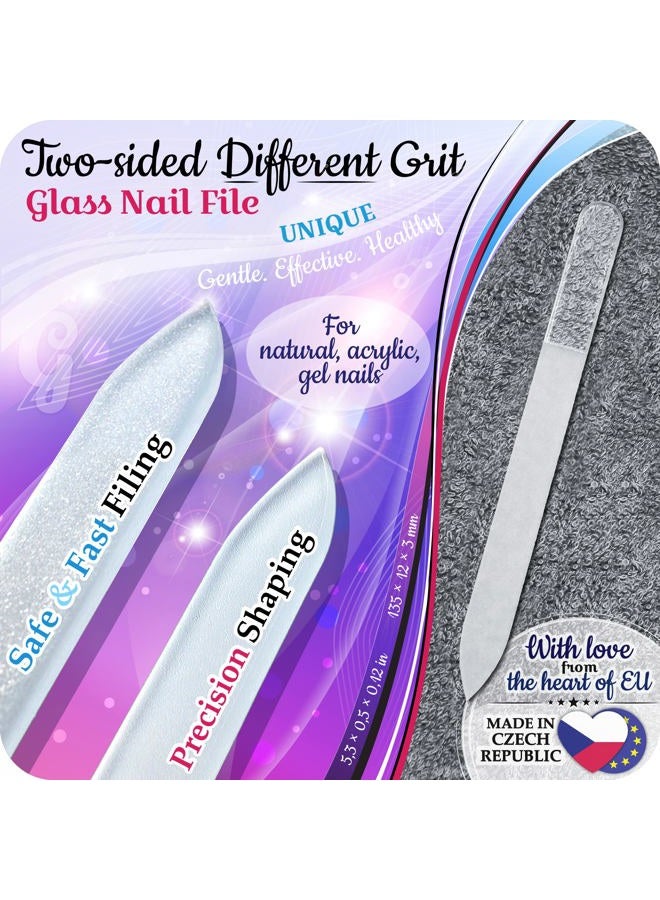 GLADZY Glass Nail File Set by - Genuine Czech Quality, Double Sided Different Grit Surface, Callus Remover Foot Rasp, Professional Manicure & Pedicure Tools, Premium EU Product - Image 3
