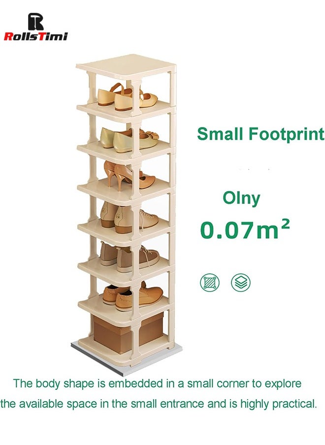 RollsTimi  9 Tier Shoe Rack Space Saving Organizer for Large Shoes, Narrow Shoe Rack, Stackable Shelf , White  - Image 3