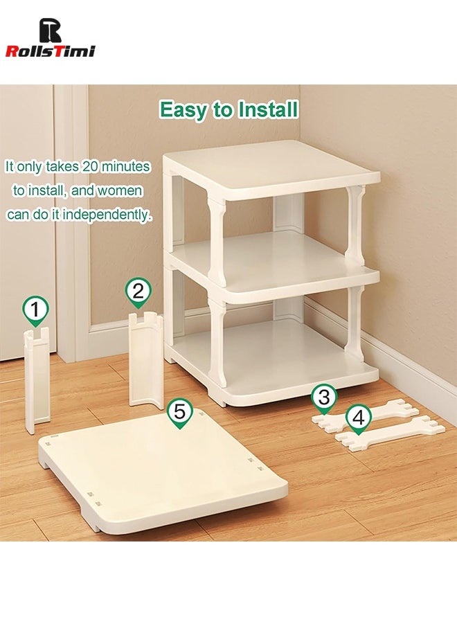 RollsTimi  - 9 Tier Shoe Rack Space Saving Organizer for Large Shoes, Narrow Shoe Rack, Stackable Shelf , White - Image 1