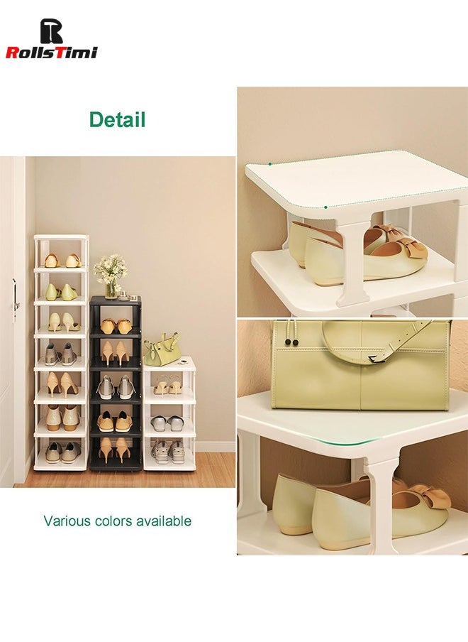 RollsTimi  9 Tier Shoe Rack Space Saving Organizer for Large Shoes, Narrow Shoe Rack, Stackable Shelf , White  - Image 4