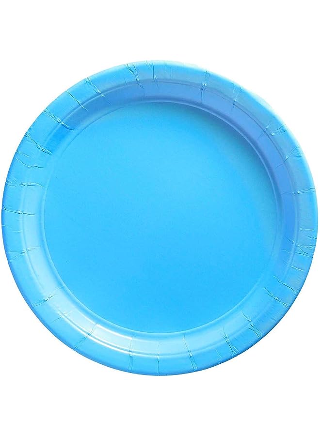 Party Time Time Blue Paper Plate Disposable Tableware for Wedding Birthday Anniversary Themed Party Occasion Decoration Supplies (7 Inch) - Image 1
