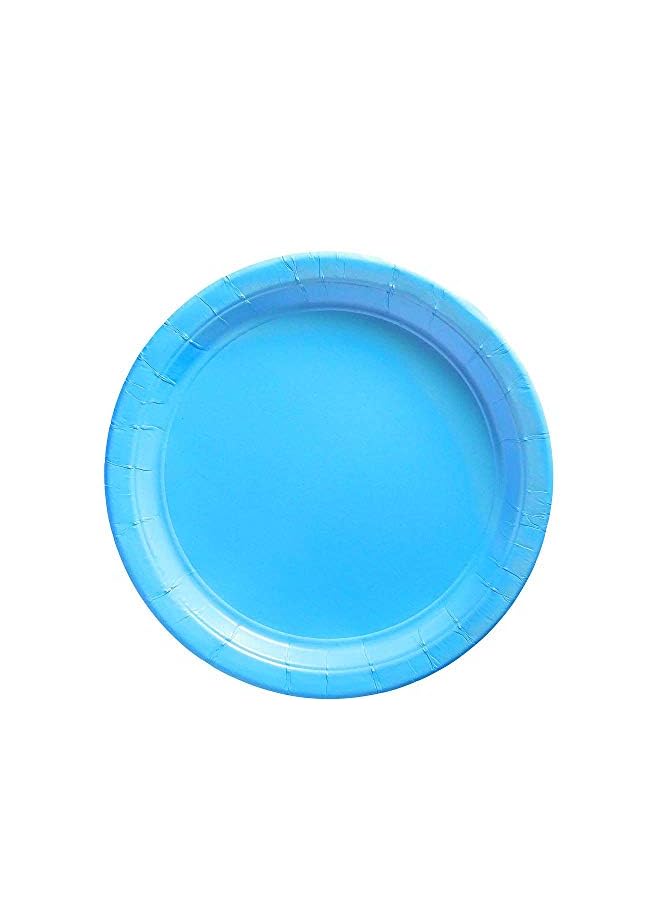 Party Time Time Blue Paper Plate Disposable Tableware for Wedding Birthday Anniversary Themed Party Occasion Decoration Supplies (7 Inch) - Image 4