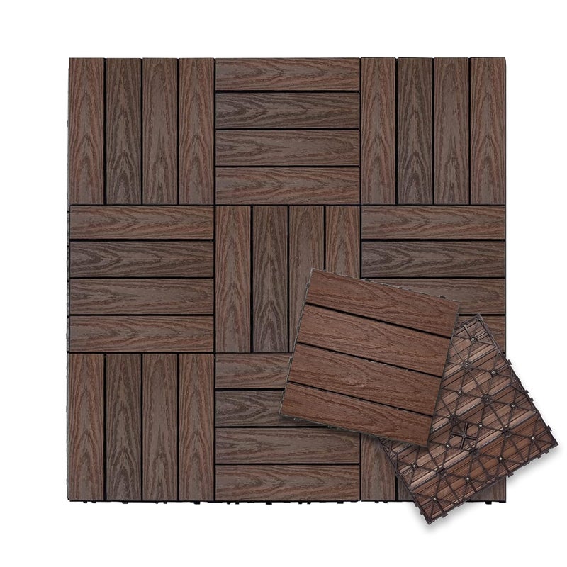 NewTechWood بلاط سطح خارجي مركب سريع التركيب UltraShield Naturale 1 قدم × 1 قدم في كاليفورنيا ريدوود (10 قدم مربع لكل صندوق) - Image 1