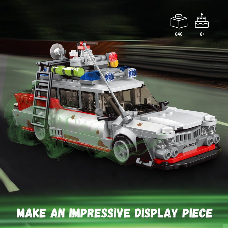 TOY PLAYER Ghost Car ECTO-1 Building Blocks Kit for Adults, Compatible with Lego Speed, Race Vehicle Building Toy for Kids Boys 8-14, Creative Christmas Birthday Gift for Ghost Bus Movie Fans (646 PCS) - Image 2