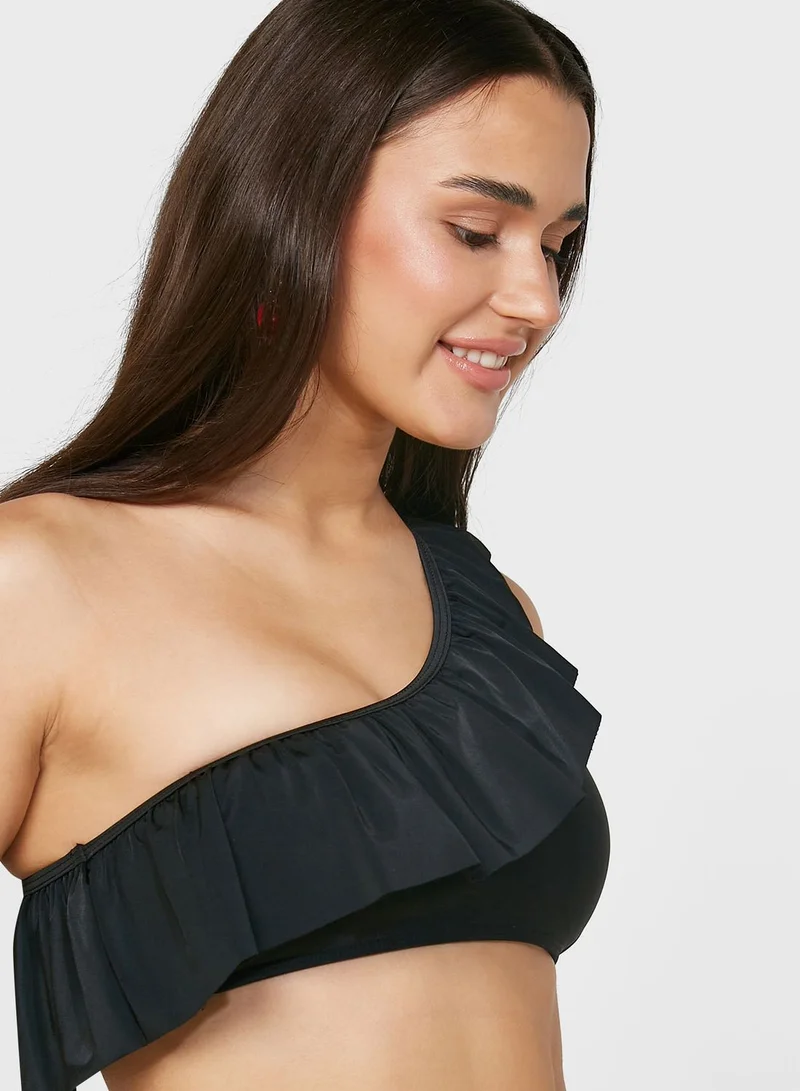 Ginger Solid One-Shoulder Bikini Set