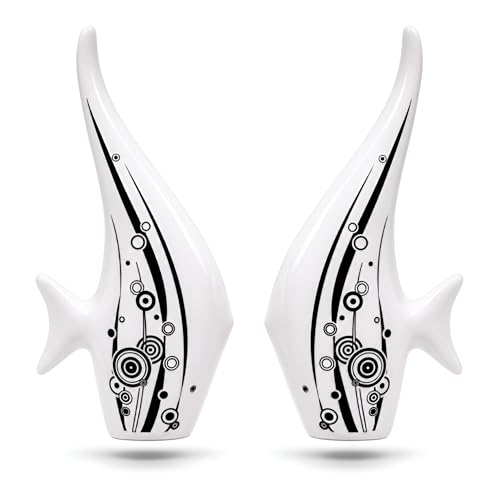 SRJANA Modern Minimalist White Bubble Fish Art Figure | Beautiful Home Decor- (Set of 2 pc) - Image 5