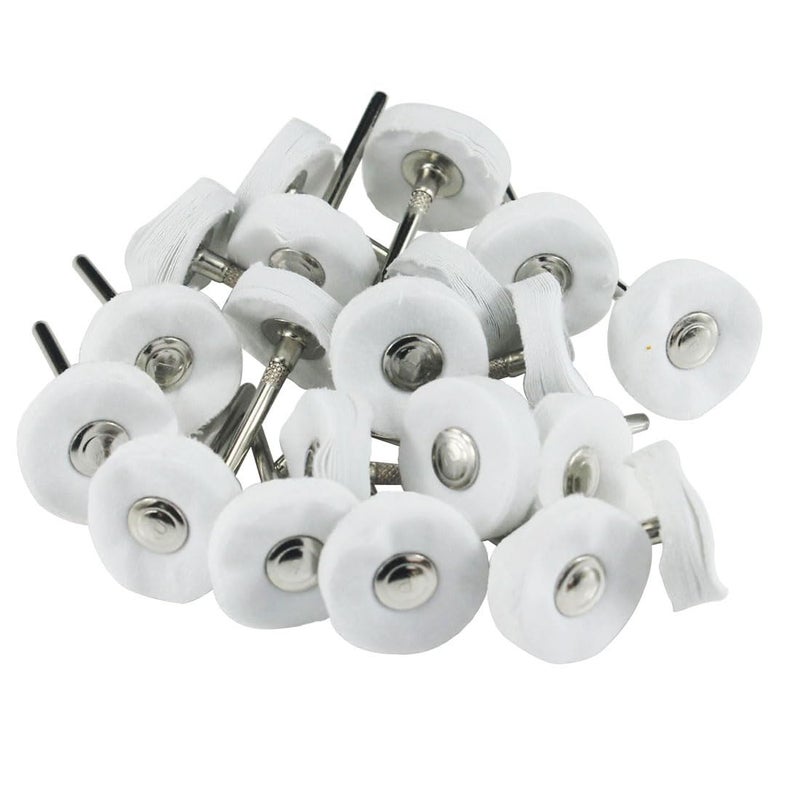 Luo ke 20 Pcs Little Buffing Wheel, 1/8 Inch Cloth Polishing Wheel for Rotary Tools Includes Dremel (White) - Image 1