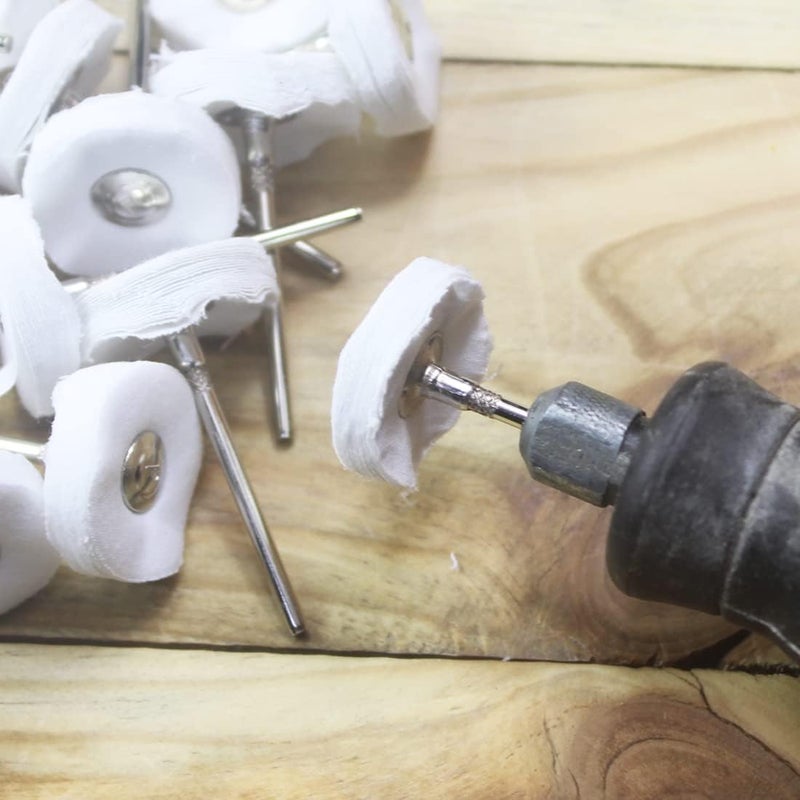 Luo ke 20 Pcs Little Buffing Wheel, 1/8 Inch Cloth Polishing Wheel for Rotary Tools Includes Dremel (White) - Image 5